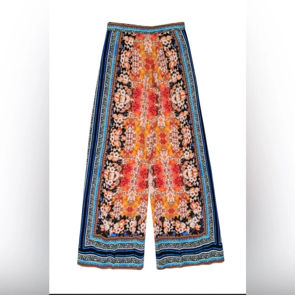 RANNA GILL by ANTHROPOLOGIE Samaire Wide Leg Pants in Blue Motif - Picture 4 of 10